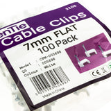 FLAT White  7mm Cable Clips for 1mm2 Twin & Earth Cables [100 Pack]