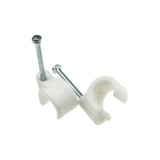 Cable Clip Hook Style  8mm to 12mm Round for Fastenings Cables White [100 Pack]