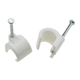 Cable Clip Hook Style 10mm to 14mm Round for Fastenings Cables White [100 Pack]