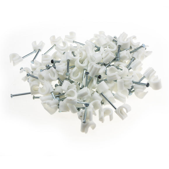 Cable Clip Hook Style  7mm to 10mm Round for Fastenings Cables White [100 Pack]