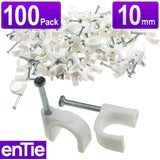 Round White 10mm Cable Clips Secure Fastenings Cables [100 Pack]