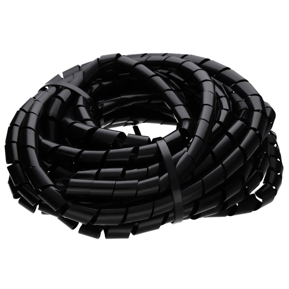 Spiral Cable Tidy for 12 to 70mm Cables PVC for Home/Office Safety Black 10m