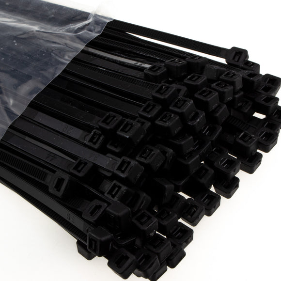 enTie Black Cable Ties 4.8mm x 200mm Nylon 66 UL Approved [50 Pack]