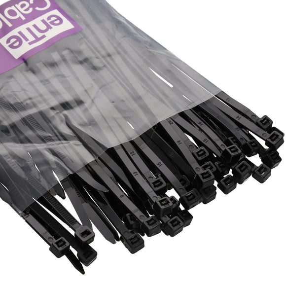 enTie Black Outdoor Cable Ties 4.8mm x 300mm PA66 Water/UV Resistant [100 Pack]