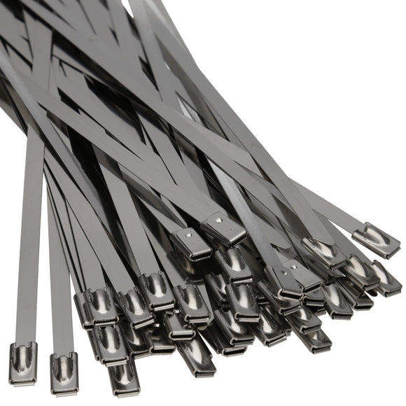 enTie Stainless Steel Cable Zip Ties 4.6mm x 300mm 304 Ball Lock [100 Pack]