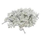 Round White  7mm Cable Clips Secure Fastenings Cables [100 Pack]