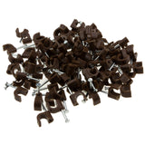 Round Brown  6mm Cable Clips Secure Fastenings Cables [100 Pack]