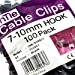 Cable Clip Hook Style  7mm to 10mm Round for Fastenings Cables Black [100 Pack]