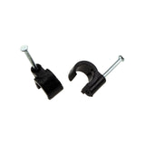 Cable Clip Hook Style  8mm to 12mm Round for Fastenings Cables Black [100 Pack]