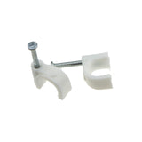 Round White  8mm Cable Clips Secure Fastenings Cables [100 Pack]