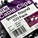 Round Black  9mm Cable Clips Secure Fastenings Cables [100 Pack]