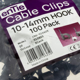 Cable Clip Hook Style 10mm to 14mm Round for Fastenings Cables Black [100 Pack]