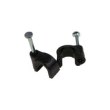 Round Black  7mm Cable Clips Secure Fastenings Cables [100 Pack]