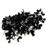 enTie FLAT Black 10mm Cable Clips for RG59 Shotgun Cable CCTV [100 Pack]