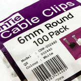 Round White  6mm Cable Clips Secure Fastenings Cables [100 Pack]