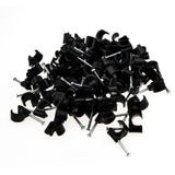 Cable Clip Hook Style  8mm to 12mm Round for Fastenings Cables Black [100 Pack]