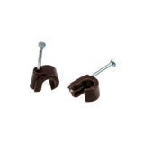 Cable Clip Hook Style  5mm to 7mm Round for Fastenings Cables Brown [100 Pack]