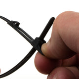 Easy Release Cable Ties 4.8mm x 250mm Releasable Reusable Black [100 Pack]