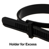 Easy Release Cable Ties 7.6mm x 180mm Releasable Reusable Black [25 Pack]