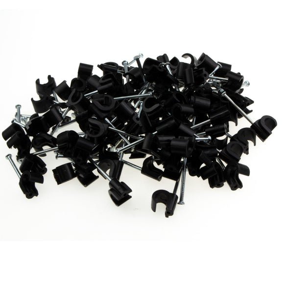 Cable Clip Hook Style  7mm to 10mm Round for Fastenings Cables Black [100 Pack]