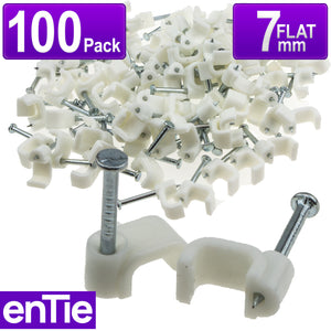 FLAT White  7mm Cable Clips for 1mm2 Twin & Earth Cables [100 Pack]