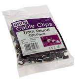 Round Brown  7mm Cable Clips Secure Fastenings Cables [100 Pack]