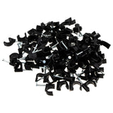 Round Black  8mm Cable Clips Secure Fastenings Cables [100 Pack]