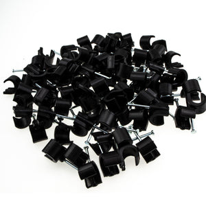 Cable Clip Hook Style 10mm to 14mm Round for Fastenings Cables Black [100 Pack]