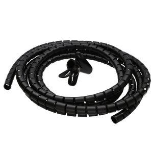 Spiral Cable Tidy Kit 4 to 50mm Cables Home/Office Black 2m & Quick-Fit Tool